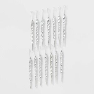 Wondershop Icicle Christmas Ornaments Silver 56ct Tree Decor Set 4 Packs NEW